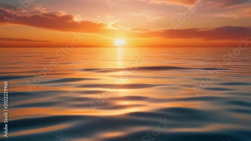 calm water reflecting warm sunset sky, empty upper area for text overlay, gentle water ripple motion, ultra realistic, 4k, 5 seconds, stable footage, clean background, no logo