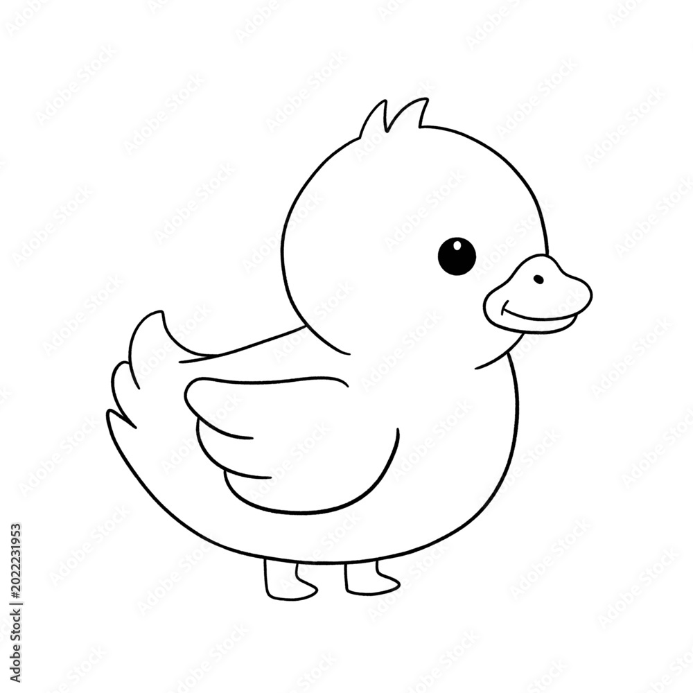 Fototapeta premium A cute yellow cartoon duck vector illustration of a funny baby chick with a beak, perfect for a fun easter design