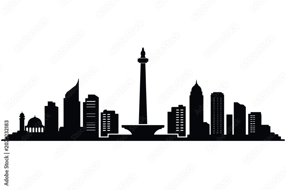 Fototapeta premium Jakarta Skyline Silhouette Simple Composition