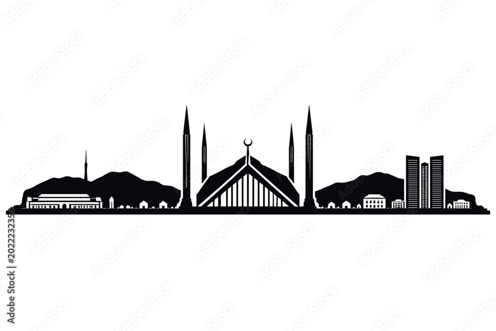 Obraz premium Islamabad Skyline Silhouette Vector Illustration