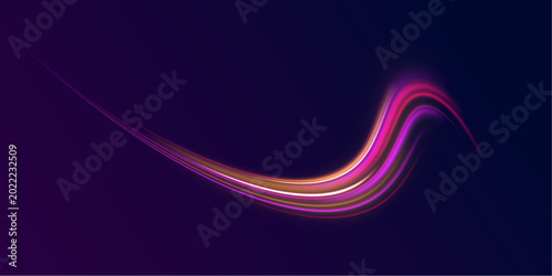 Tableau sur toile Long exposure road lights stretch into glowing lines