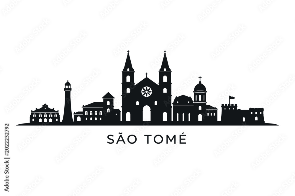 Obraz premium Sao Tome Skyline Silhouette Vector Illustration