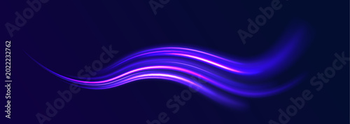 Bilde på lerret High-speed neon streaks tear through dark gradient space