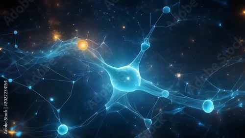 artificial intelligence neural data visualization animation, glowing nodes and dynamic neural network connections forming animated data graphs, flowing digital data particles, futuristic AI interface 