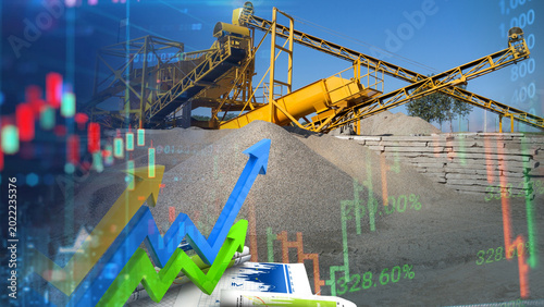 Tableau sur toile The growth of the construction materials and mining market is demonstrated with