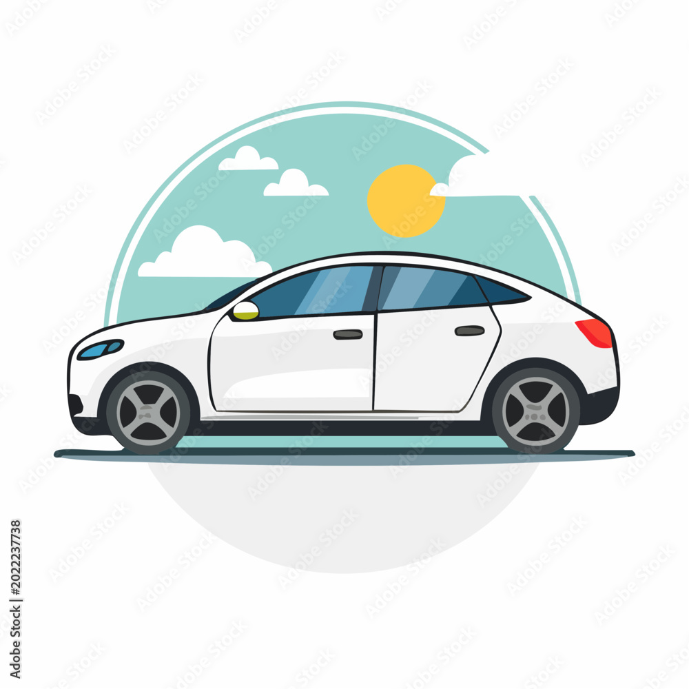 Obraz premium White Sedan Car Illustration