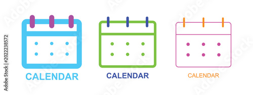 Tableau sur toile Calendar organizer icons with dotted grid and hanging rings in multiple colors