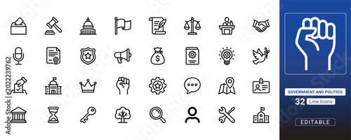 Foto Government and politics silhouette icon set for editable designs