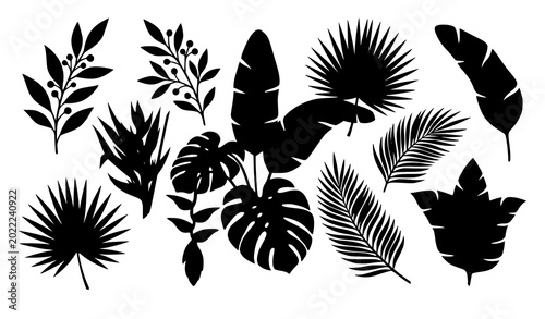 Decorative leaves vector illustration green botanical collection isolated on white