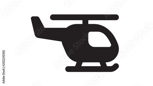 Canvastavla Helicopter silhouette icon with simplified rotor design and rotor blur lines for