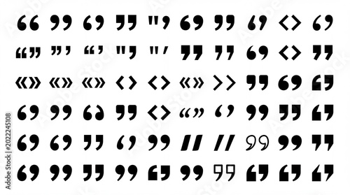 Diverse collection of quotation marks and punctuation symbol icons