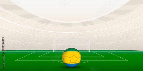 Tableau sur toile Gabonese Football Stadium with National Flag Soccer Ball.
