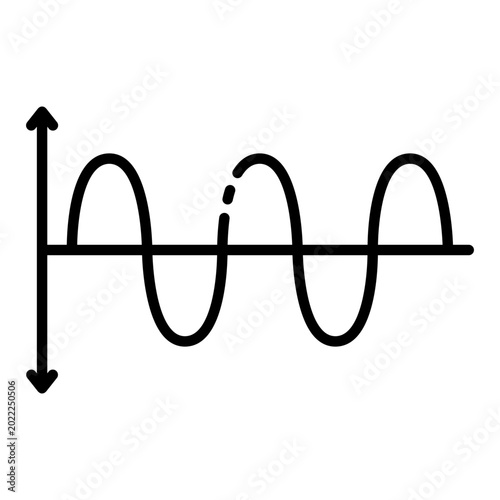 wave chart icon. sine wave signal with amplitude arrow. frequency and signal data. science and engineering
