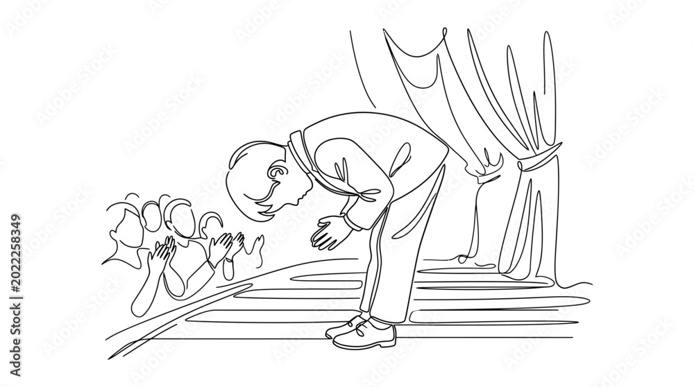 Obraz premium A man bowing on stage after a performance.