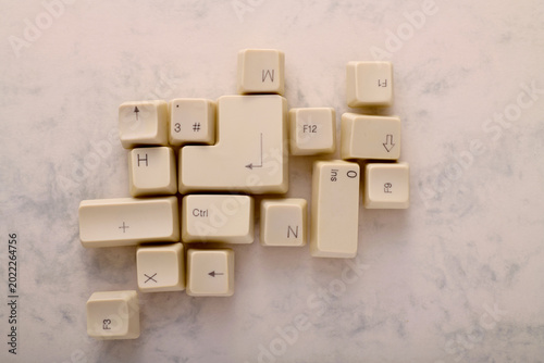 Obraz na plátne Keys of a disuse keyboard on a table