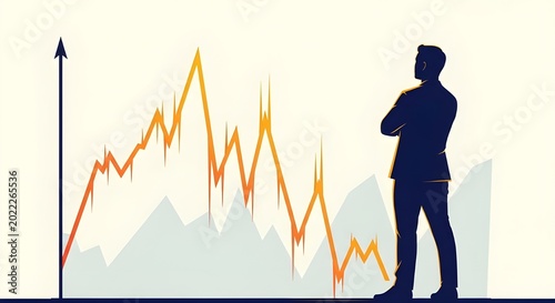 Funding Rollercoaster Graph Behind Founder Flat Vector Startup Investment Metaphor