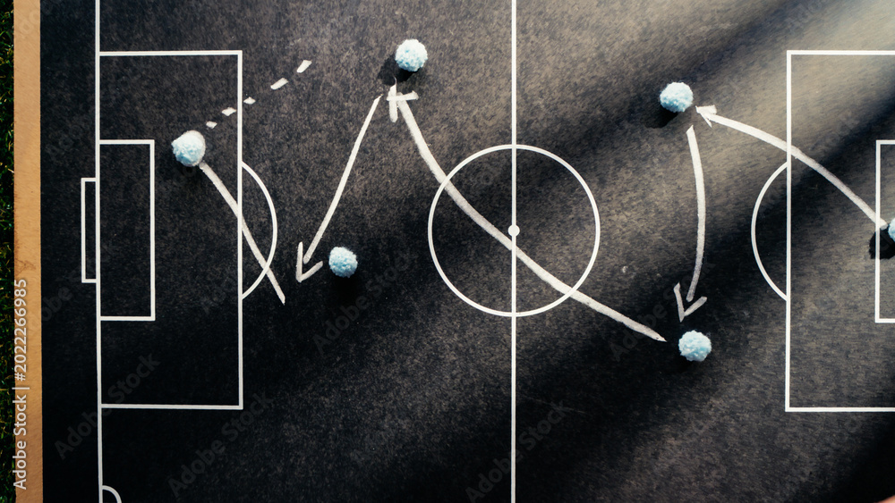 Fototapeta premium Soccer game diagram on blackboard