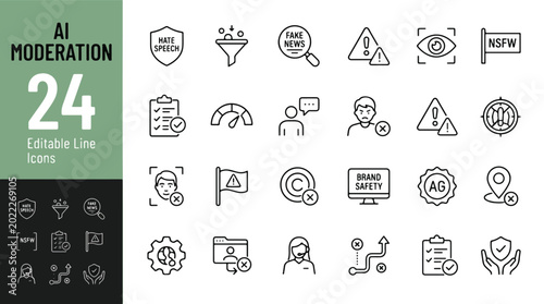 Cuadro en lienzo AI moderation icon set