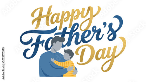 Photos Happy Father's Day: A heartfelt illustrated depiction celebrates the bond between a father and child, wishing a joyous day filled with love and appreciation