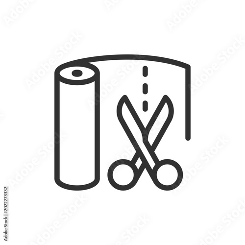 Cuadro en lienzo Fabric roll with scissors, linear style icon