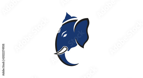 Photos Ganesha Elephant Head Icon, Hindu God Symbol, Blue and White
