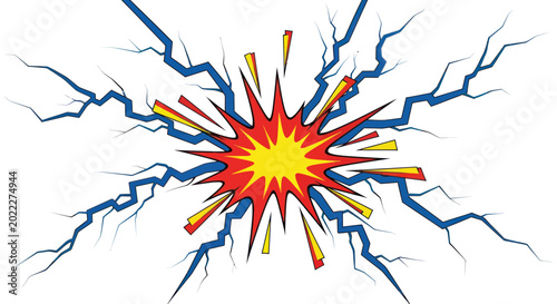 Fotografi Explosion and Lightning Bolt Illustration
