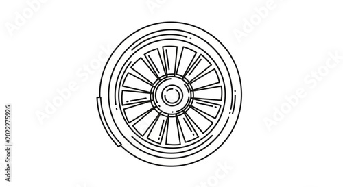 Schilderij op canvas Stylized Fan or Turbine Outline Icon Vector Art