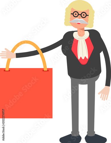 Tableau sur toile Judge Character Holding Shopping Bag