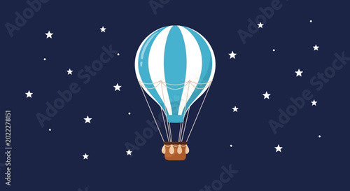 Tableau sur toile Hot Air Balloon Flying Through Starry Night Sky