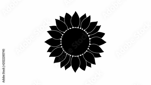 Photos Black sunflower silhouette vector icon, minimalist floral blossom shape, simple