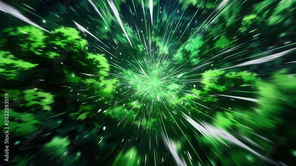 Fototapeta premium Green burst forest abstract illustration