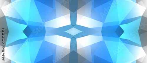 Εκτύπωση καμβά Dynamic abstract geometric pattern featuring vibrant blue and white crystalline shapes creating a modern background design
