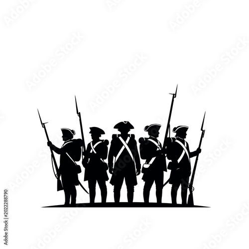 Silhouette of Revolutionary War Soldiers Standing Guard.