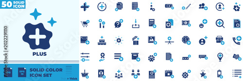 Bild auf Leinwand Plus Solid Color Editable Icons set