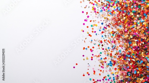 New Year Card with a confetti explosion on the right side and a blank space area on the left side for New Year's wishes