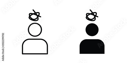 Photos Mental disorder icon pack in line art and flat design style
