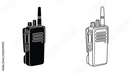 Schilderij op canvas Two way radio silhouettes on a white background