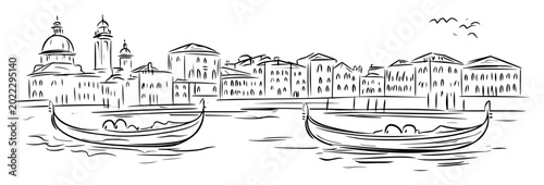 Fotografía venice grand canal italy boats sketch