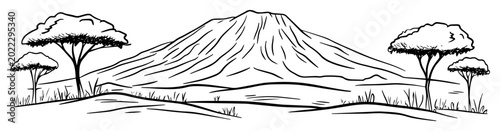 Cuadro en lienzo mt kilimanjaro african savanna landscape sketch