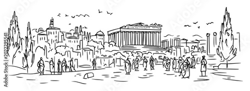 Foto acropolis athens parthenon greece sketch