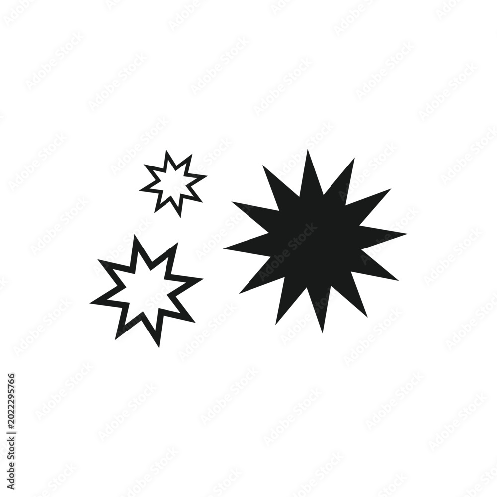 Obraz premium Sparkle Starburst Icon Set Y2K Cute Abstract Geometric Vector Illustration Elements