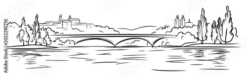 Slika na platnu toledo bridge over tagus river in spain