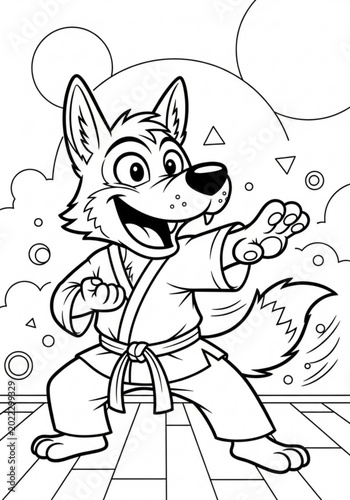 Karate Wolf coloring page