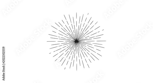 Foto Retro Sunburst Graphic Element, Vintage Starburst Rays on White Background