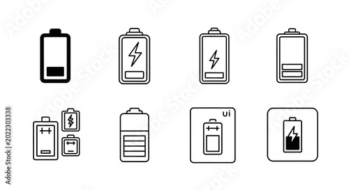 Set of Battery Status Icons for User Interface Design