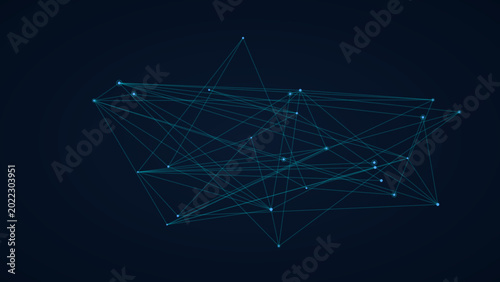 Fotografie Intricate network of interconnected blue points and lines on a dark backdrop wit