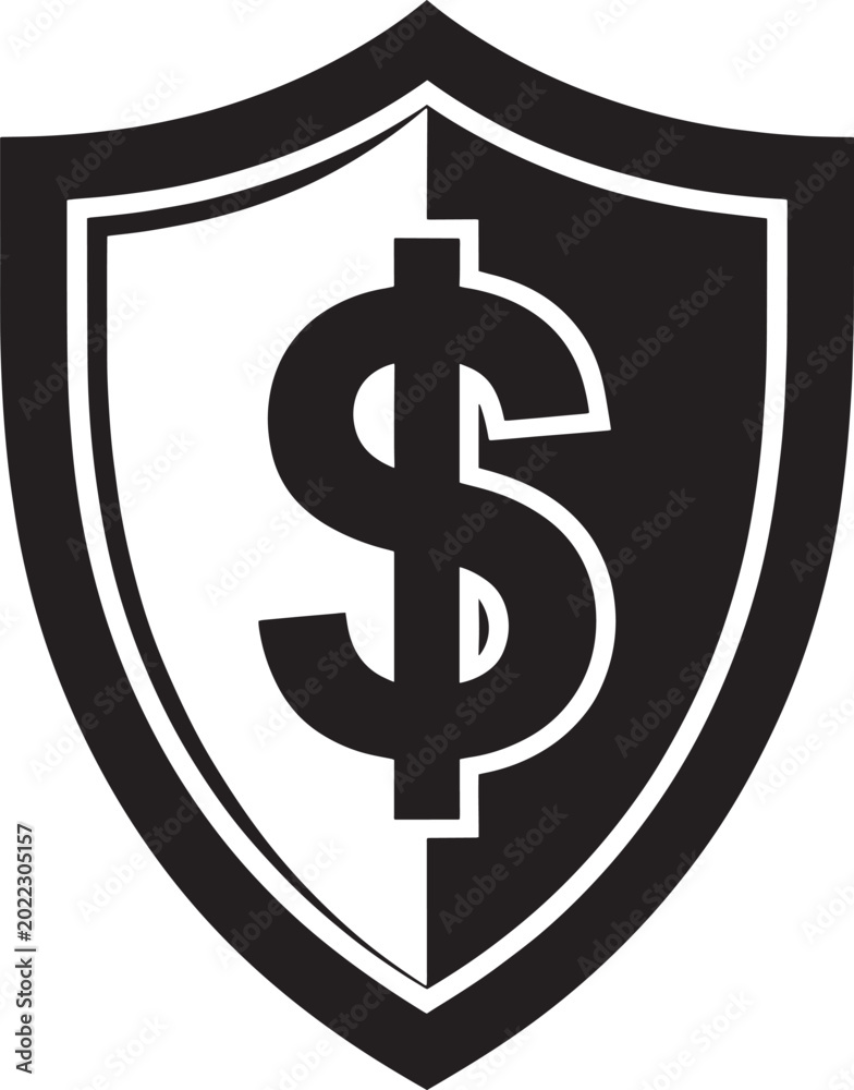Fototapeta premium Dollar Sign Inside Security Shield Representing Financial Protection Fraud Prevention And Secure Banking For Insurance And Cybersecurity Campaign Design