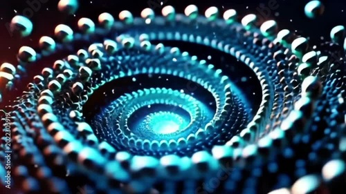 3D Shiny Spheres Spiral Motion Loop Background