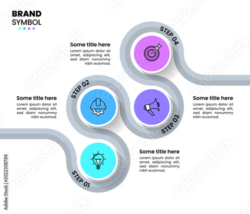 Infographic template. Zigzag line with 4 circles