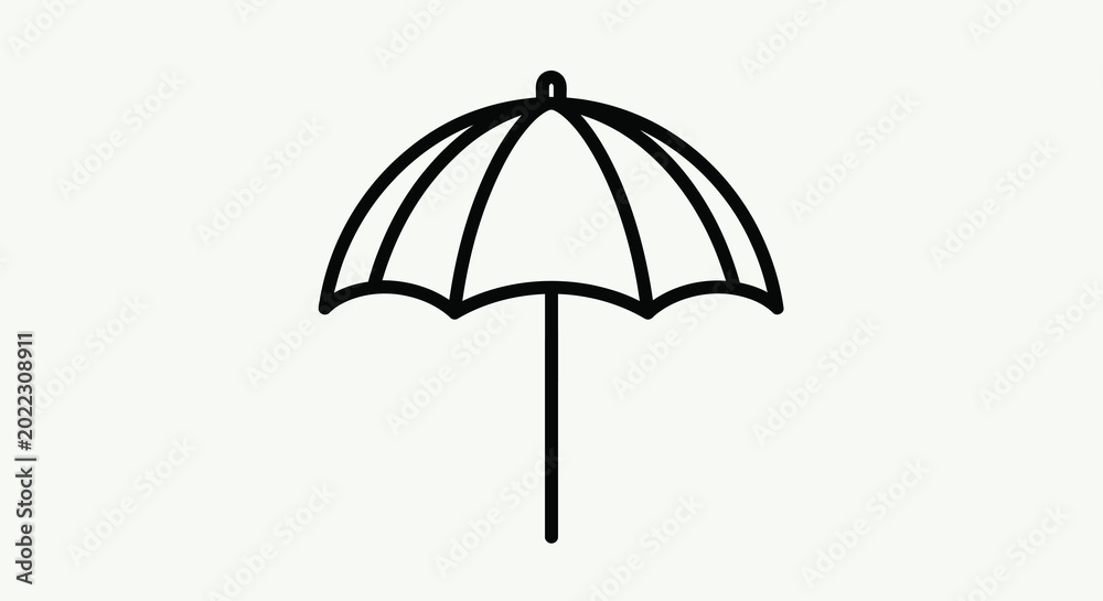 Obraz premium beach umbrella line drawing on a white background